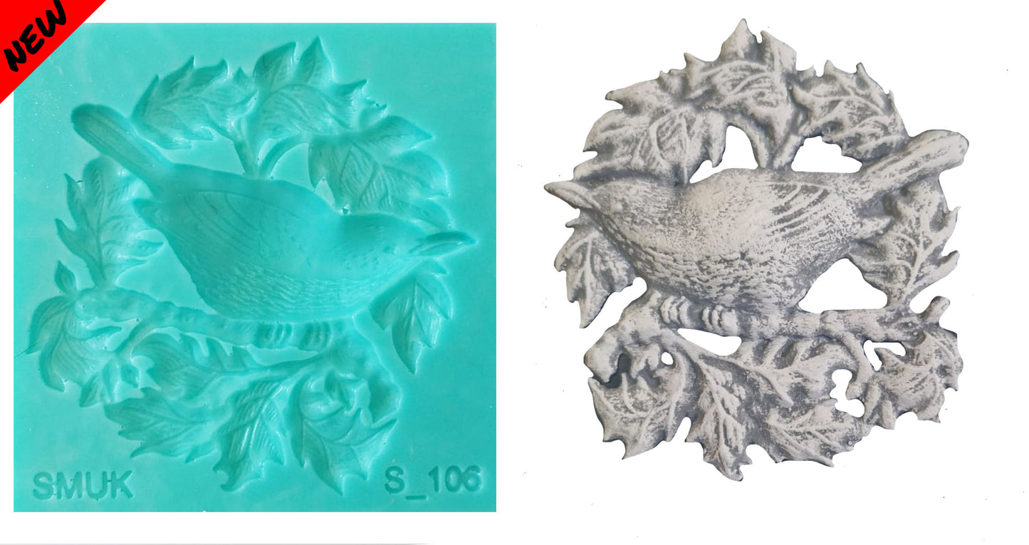 Bird Silicone Mould - ( S_106 ) 10cm x 10cm x 1.5cm