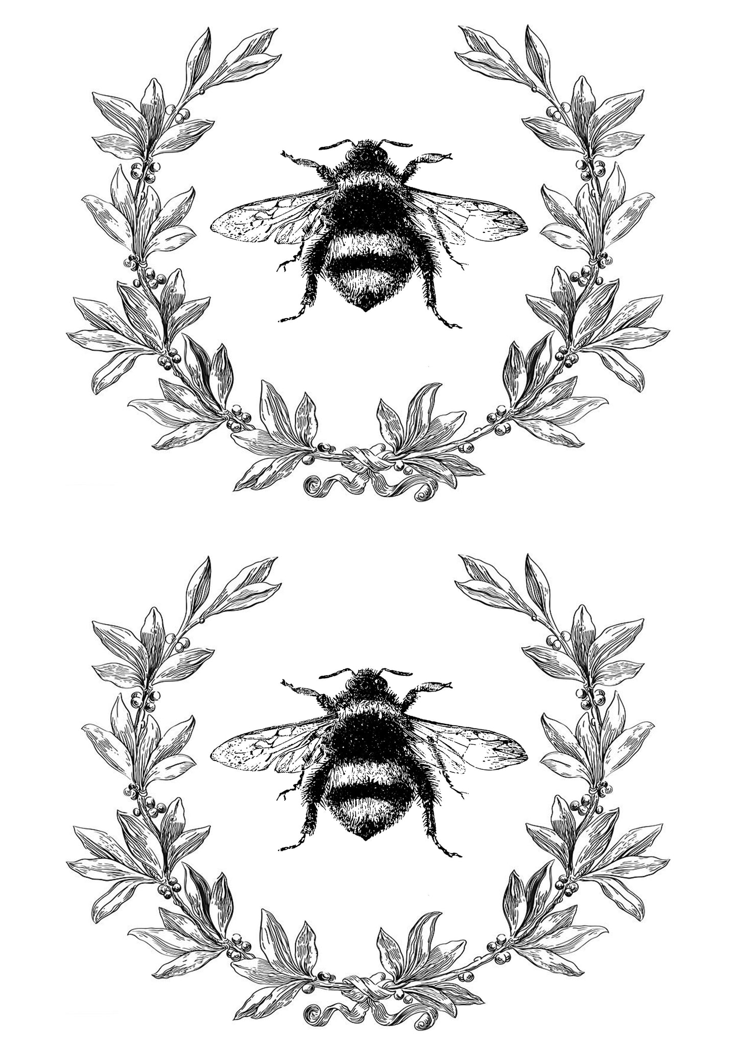 Bee Wreath Old School Transfer