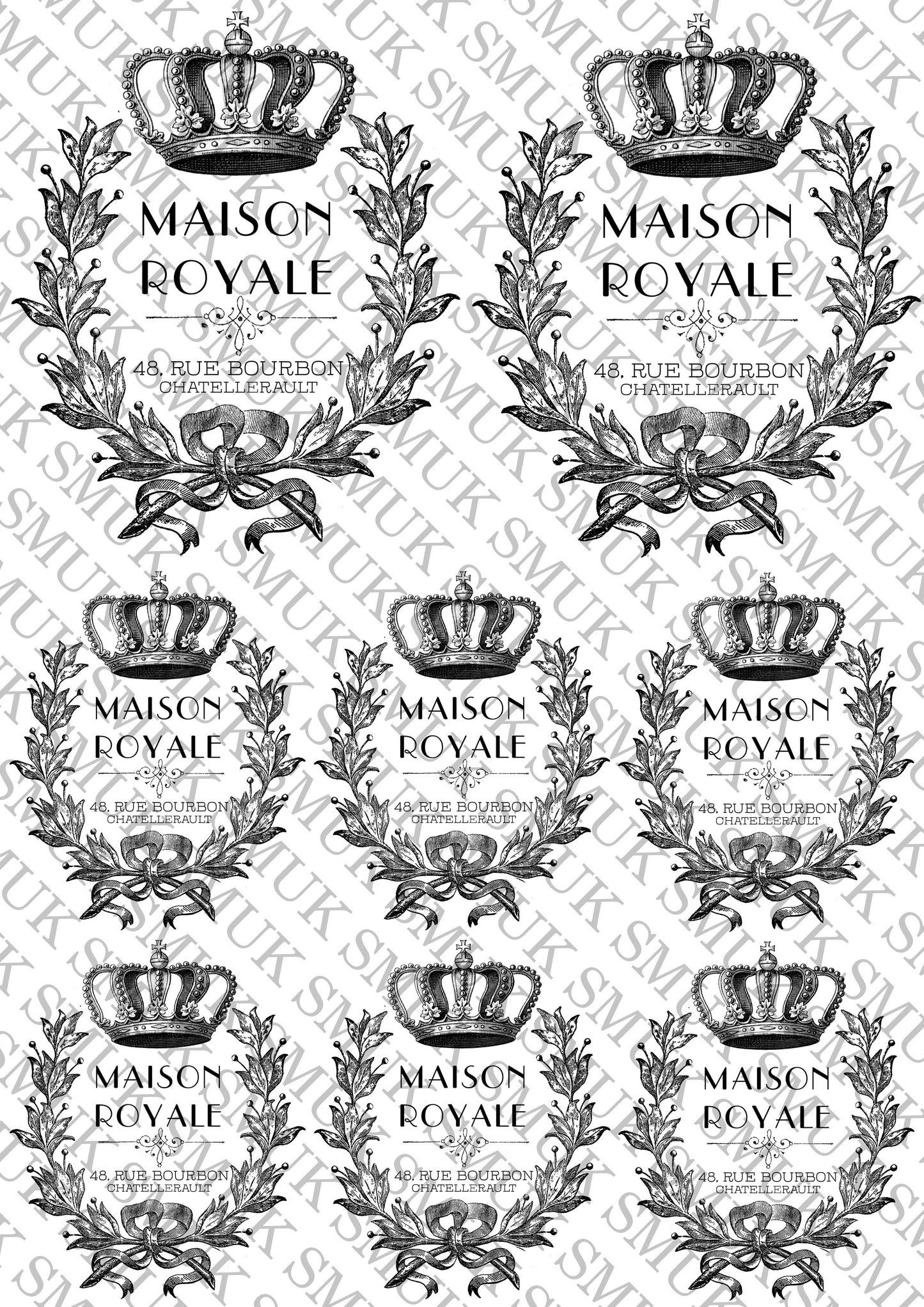 Maison Royale - Printable Old School Transfer - Decoupage