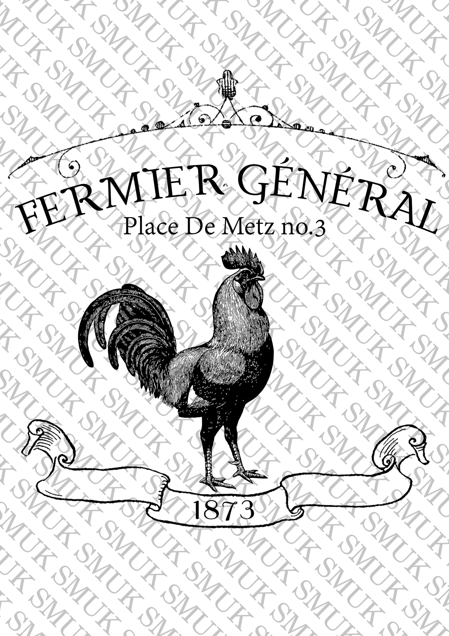 Fermier Rooster - Printable Old School Transfer - Decoupage