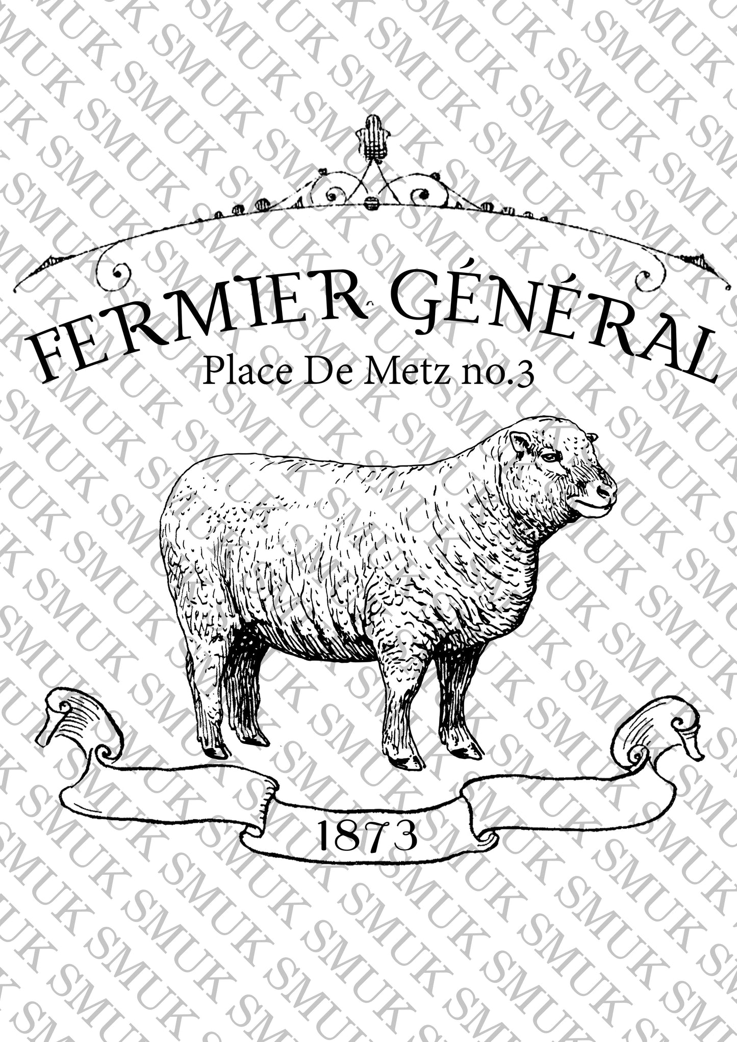 Fermier Sheep - Printable Old School Transfer - Decoupage